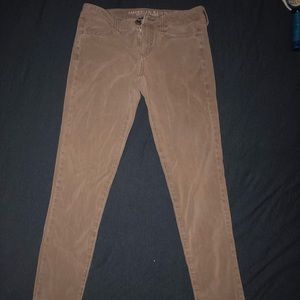 mauve color skinny jeans, american eagle